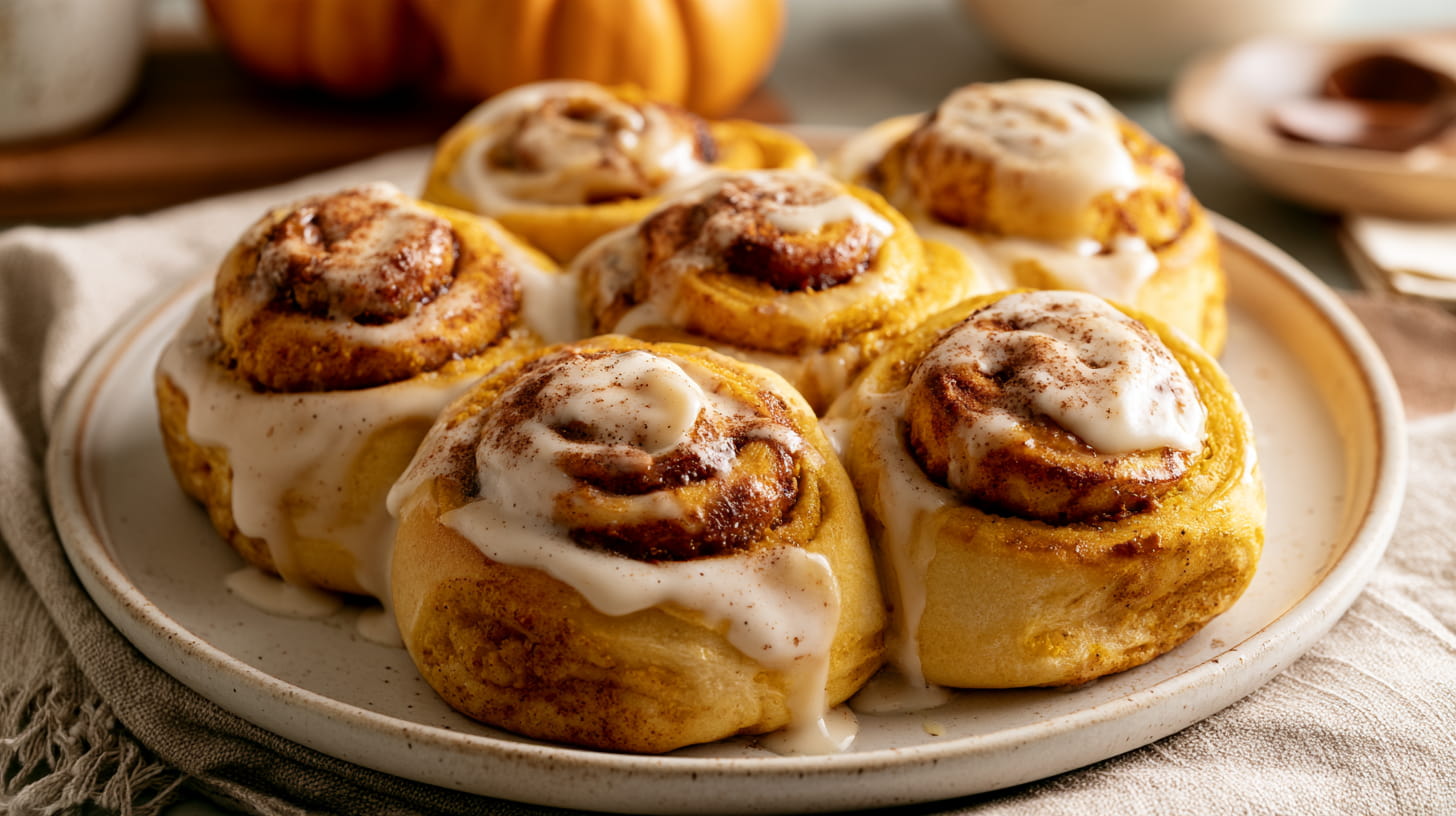 Giant Pumpkin Cinnamon Rolls with Brown Butter Maple Frosting